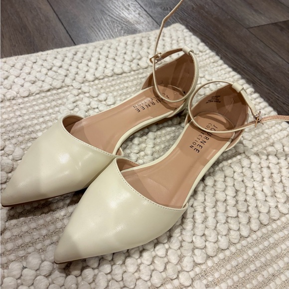 Journee Collection Pointed Toe Ballet Flat in Bone | Bridal Flat Shoes - Picture 10 of 11
